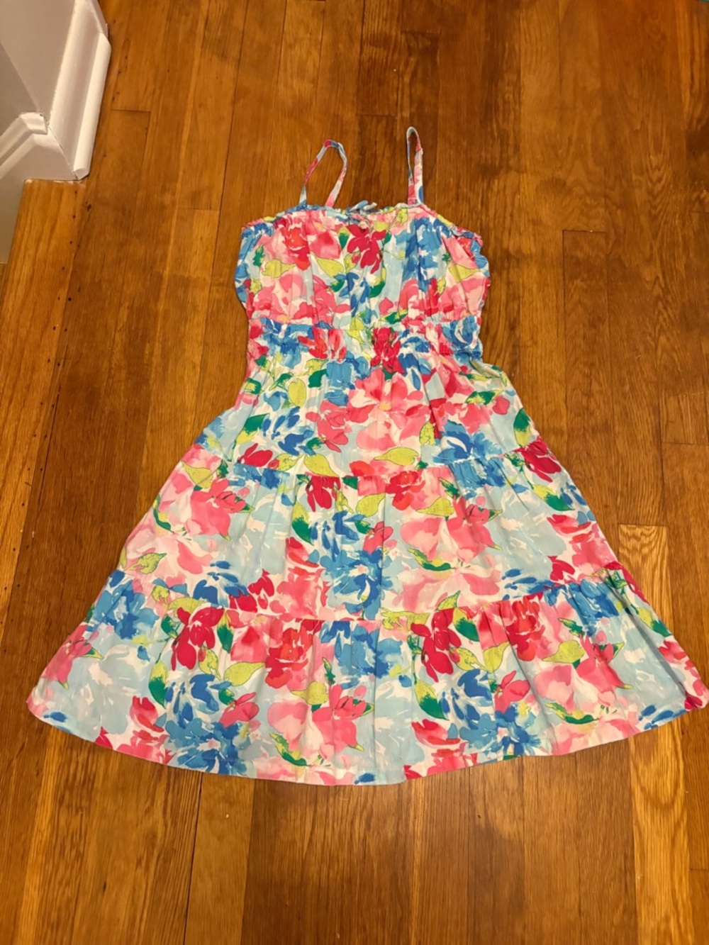 Old Navy- Girls Floral Sundress with Pink & Blue Flowers-L (10-12)